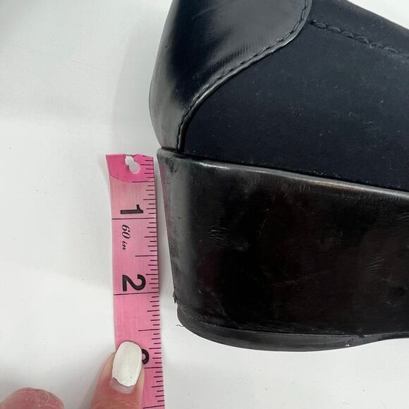 Stuart Weitzman 'Walker' Micro Stretch Slip On Wedge neutral Size 7M Black Shoes - Picture 7 of 10